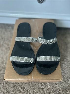 Melissa Black Gem-Embellished Slide Sandals